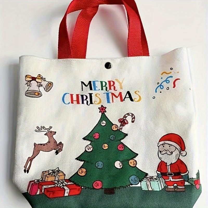 1/2pcs Christmas Theme Gift Bag,Gift Pouch,Christmas Eve Tote Bag,Candy Handbag,Suitable for Christmas Gift,Daily Shopping