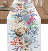Summer Ocean Coral Conch Linen Table Runner Dresser Scarves Decor Reusable Kitchen Dining Table Runners Holiday Party Decor