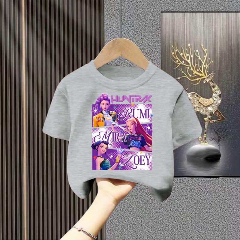 Kpop Lovci démonů Dětské oblečení Tričko s krátkým rukávem Roztomilé Kpop Lovci démonů Tygří Harajuku Tričko pro kluky a holky