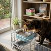 Metal Hanging Pet Bowl Square Shape Adjustable Mount Metal Dog Bowl Food Grade Detachable Inner Bowl Crate Mount Pet Bowl