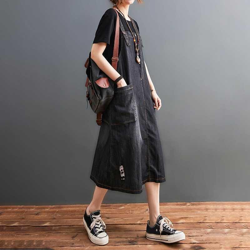 

Ladies Fashionable Loose and Versatile Denim Strap Dress for Slimming 2XL