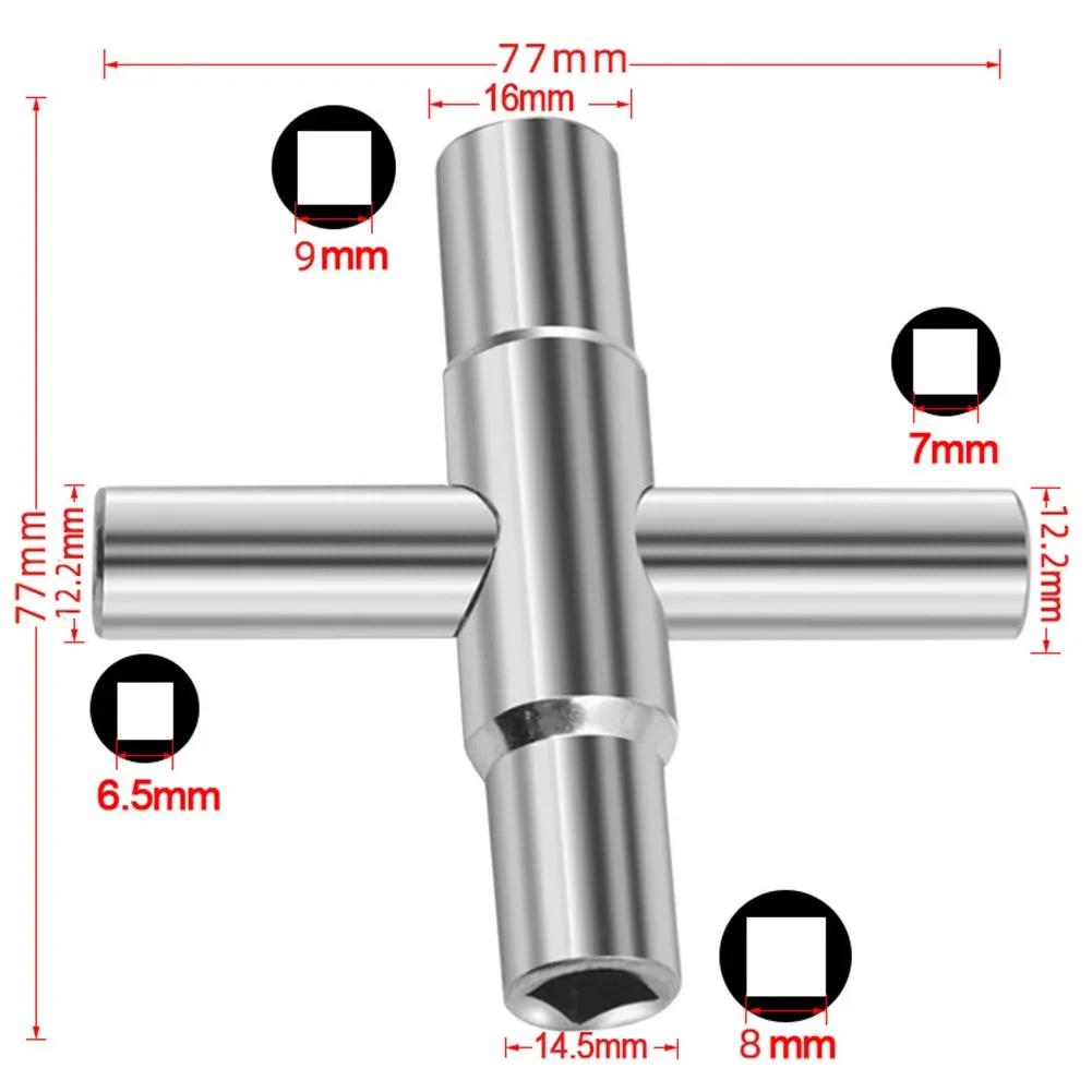 4 In 1 Universal Faucet Wrench Square Key Plumber Bathroom Wrench  For Gas Electric Meter Cabinets Bleed Radiators