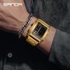 Sanda Dual Display Men's Luminous Waterproof Electronic Watch with Alarm and Steel Band