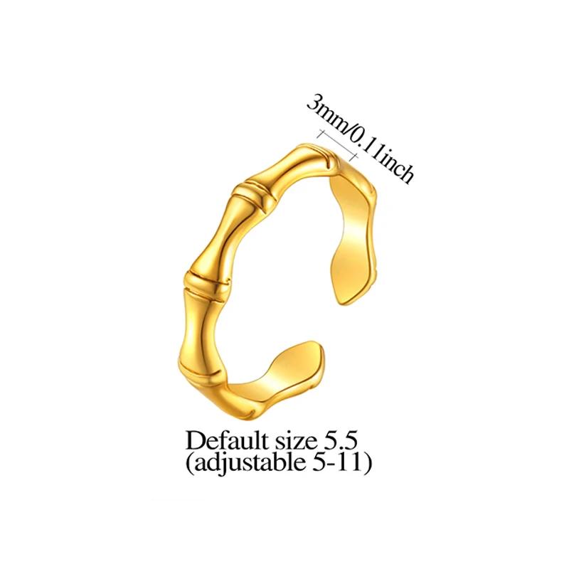 Multiple Styles 14K Gold Color Open Ring Cuffs for Women Arrow Heart Leaf Bamboo Layers Wrapped Resizable Ring Jewelry Gift