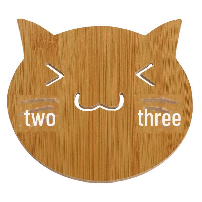 Wooden Cartoon Non-Slip Insulation Mat - Cute Coaster for Pots, Bowls, & Tea