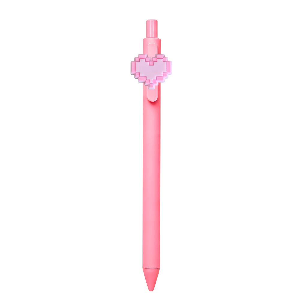 Pink Cartoon Ballpoint Pens - Soft Rubber Stickers, DIY Student & Office Stationery, Colored Ink.
