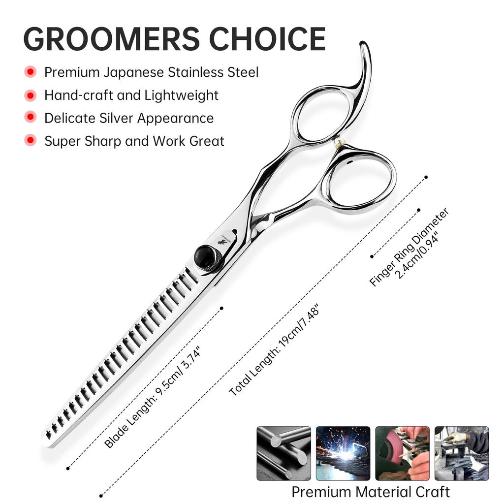 7.5 inch VG10 silver fishbone tooth scissors, professional pet scissors, beauty scissors