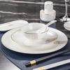 Luxury Wear-Resistant Gold Rim Bone China Dinnerware Set for Hotels and Restaurants - Includes Bowls, Plates, Spoons, Cups, and Chopsticks