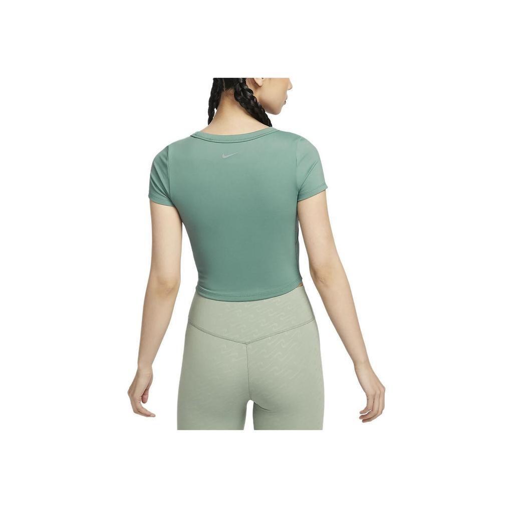 Nike One Fitted Soft Comfortable Quick-Dry Short Sleeve Top Women tops Coastal-Blue Black FN2805-361