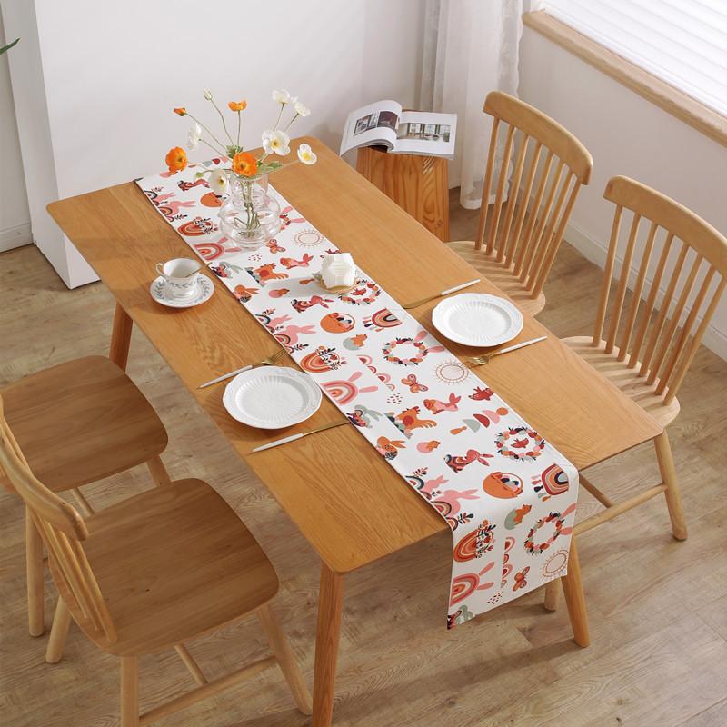Modern Simple Thickened Polyester Cotton Digital Printing Animal Spring Table Flag Bed Tail Flag Dining Table Cloth