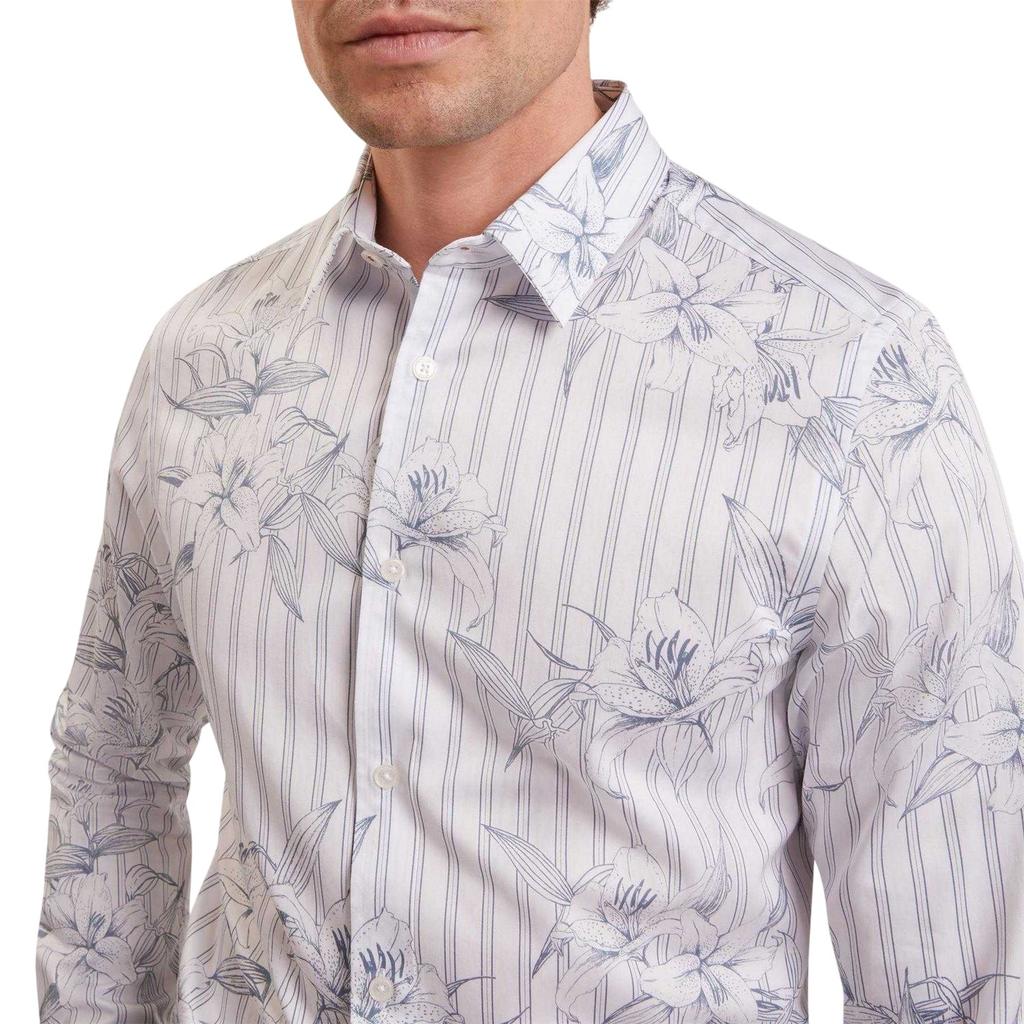 Ted Baker Mens Floral Stripe Long-Sleeved Shirt