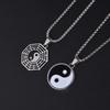 Retro Enamel Tai Chi Bagua Pendant Necklace, Titanium Steel Compass Round Plate for Men & Women