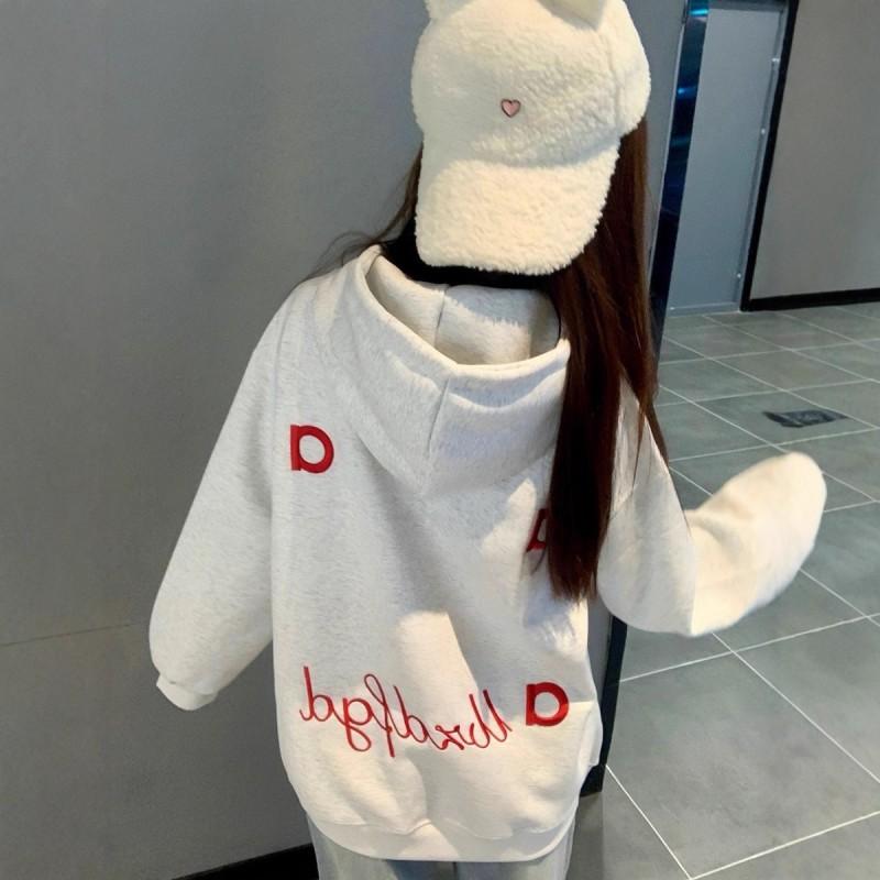 Womens Vintage American Hoodie Early Fall Loose Fit Printed Street Style Sweatshirt