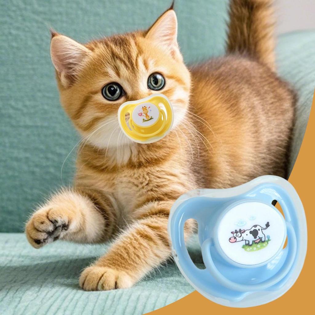 Cat Pacifiers For Kittens Pet Suckling Puppy Pacifiers 4 Pieces Butterfly-Shaped Silicone Toy With Dust Cover For Pet Animals