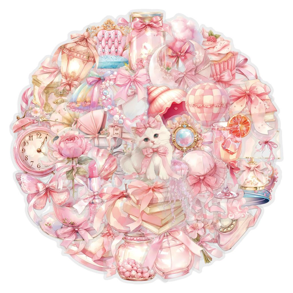 60 Pieces Pink Coquette Sticker Pack - Waterproof Transparent PET Decals Ideal as Journal Decor Stickers RecordingYourLife Store