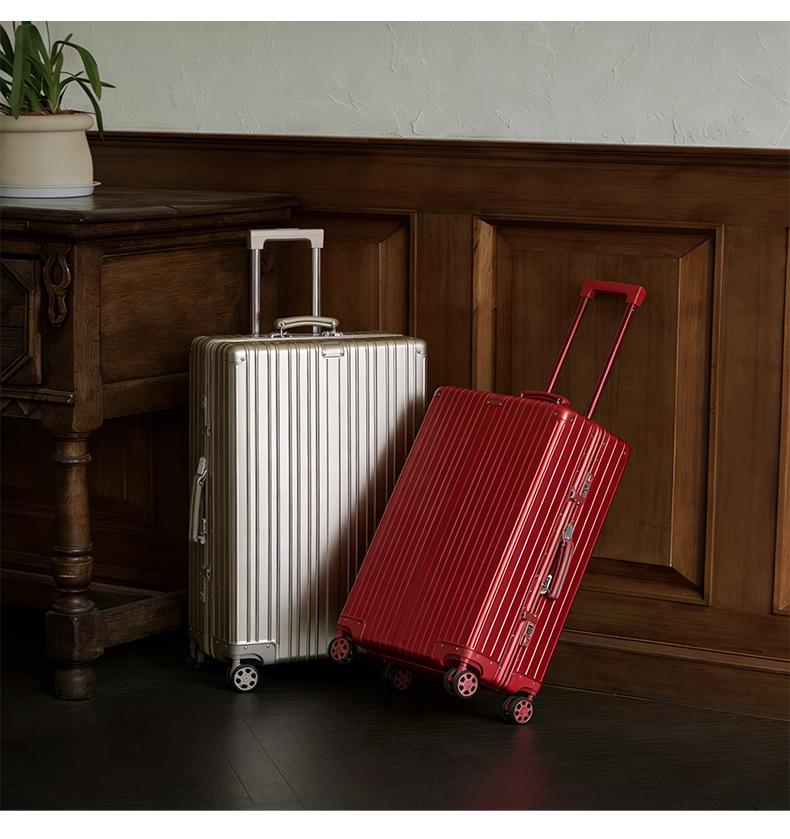 Aluminum-Magnesium Alloy Trolley Case with Universal Wheels, 24" Carry-On for Student Travel & Men's Business, with Combination Lock.