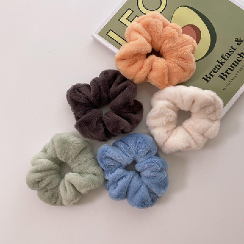 Пушистая резинка для волос резинка для волос из меха норки scrunchie ivory