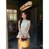 Summer French Minimalist Temperament Waist Stand-up Collar Vest Sleeveless Top Women's S