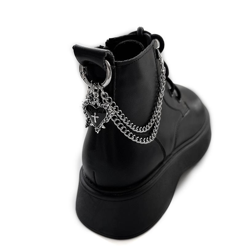 1Pc Red Heart Cross Shoe Buckle Versatile Thorns Roses Titanium Steel Chain Decorative Accessory Boots Shoe Party Diy Jewelry