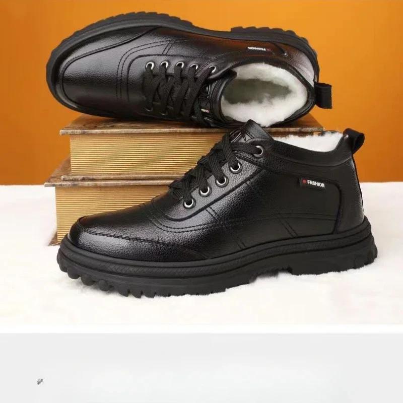 Fashion 2025 Winter Padded Thickened Men's Cotton Shoes Hundred Casual Snow Boots Men's Leather Shoes Outdoors Men's Shoes Men Boots