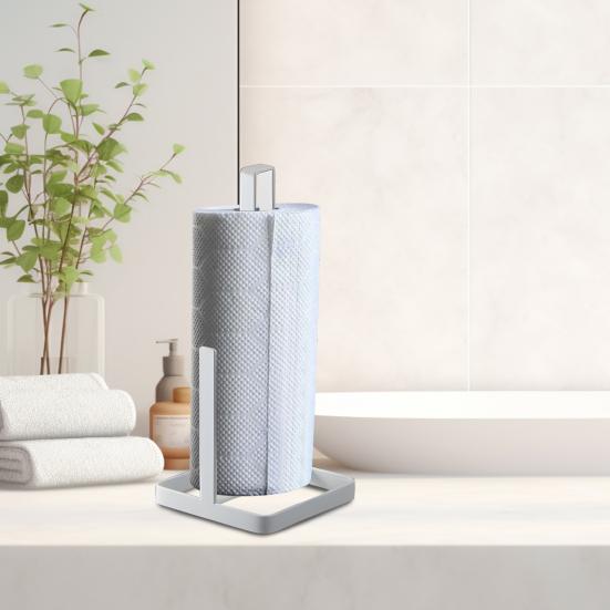 Yousheng Roll Paper Holder with Non-Slip Stable Base Heavy-Duty Stainless Steel Paper Towel Holder Modern Standing Countertop Dispenser