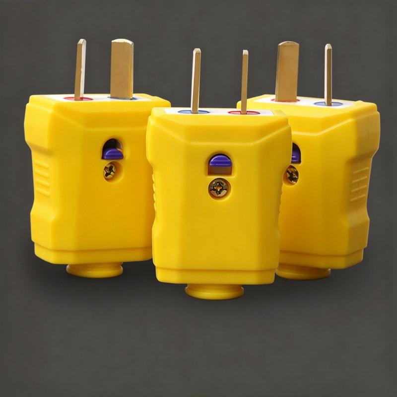 2-Prong Heavy-Duty Industrial Electric Plug Flame-Retardant Drop Resistant Yellow for Commercial Power Use