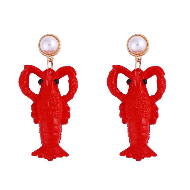Pendientes Creativos para Mujer Regalo Lindos Únicos de Cangrejo Tachuelas Dibujos Animados Moda Langosta Colgantes Para Niñas Damas