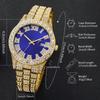 Fashion Full Diamond Men's Watch Stainless Steel Band Male Quartz Wristwatches Date Calendar Watches
