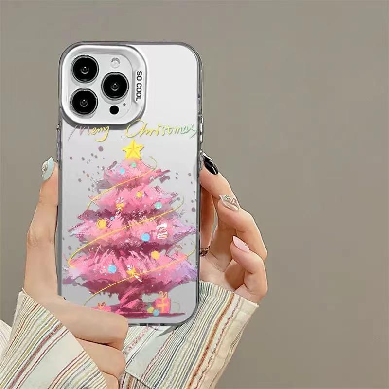 New Christmas Tree New Year Gift Phone Case For iPhone 15 14 11 12 13 Pro Max X XS XR 8 7 14 Plus Lens Protection Plating Cover