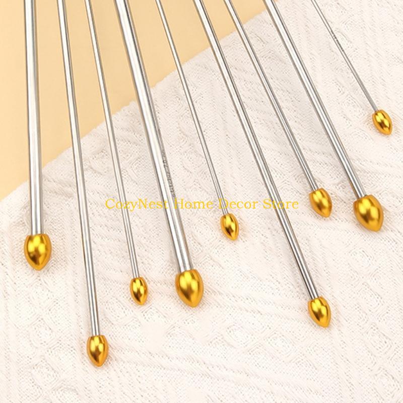 92MF 7Pcs Stainless Steel Knitting Needle Set Double Pointed Head Knitting Needle Single Pointed Knitting Needle for Beginner