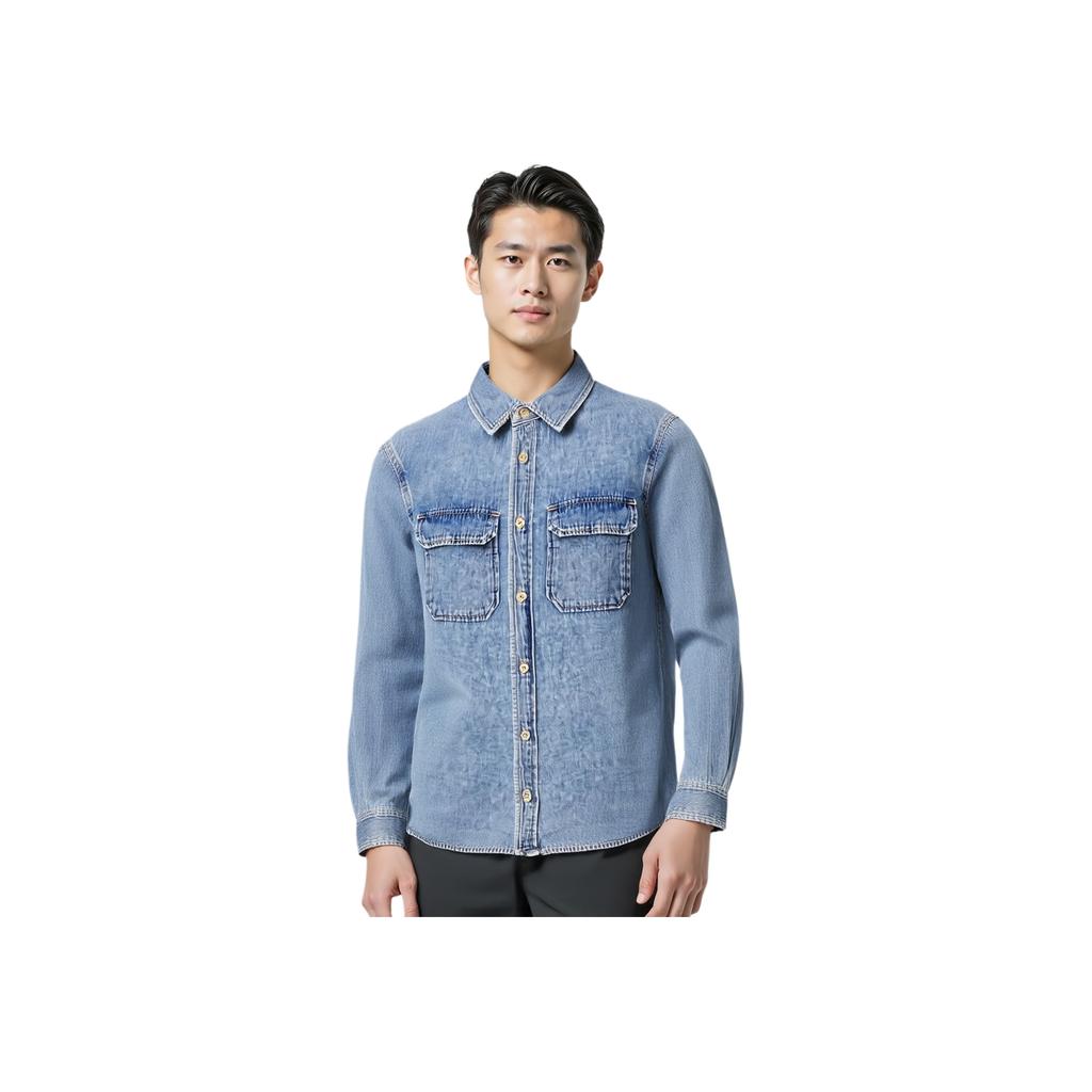 Armani Exchange Regular Fit Cotton Denim Shirt Men Shirts Blue XM001238-AF15123-MB001