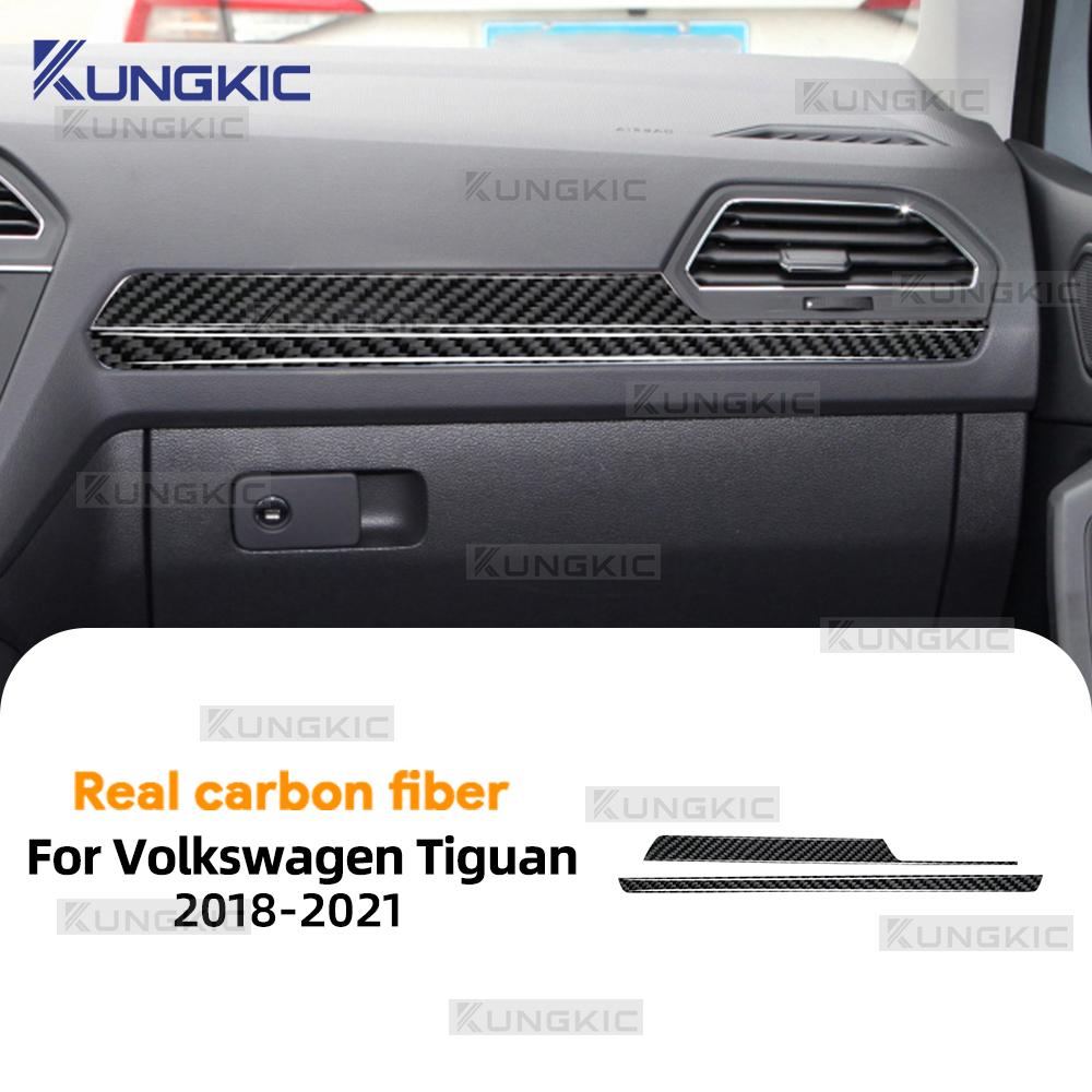 Real Soft Carbon Fiber Sticker Volkswagen Tiguan A2 AD1/AX1 2018 2019 2020 2021 LHD RHD Car Passenger Side Trim Strip