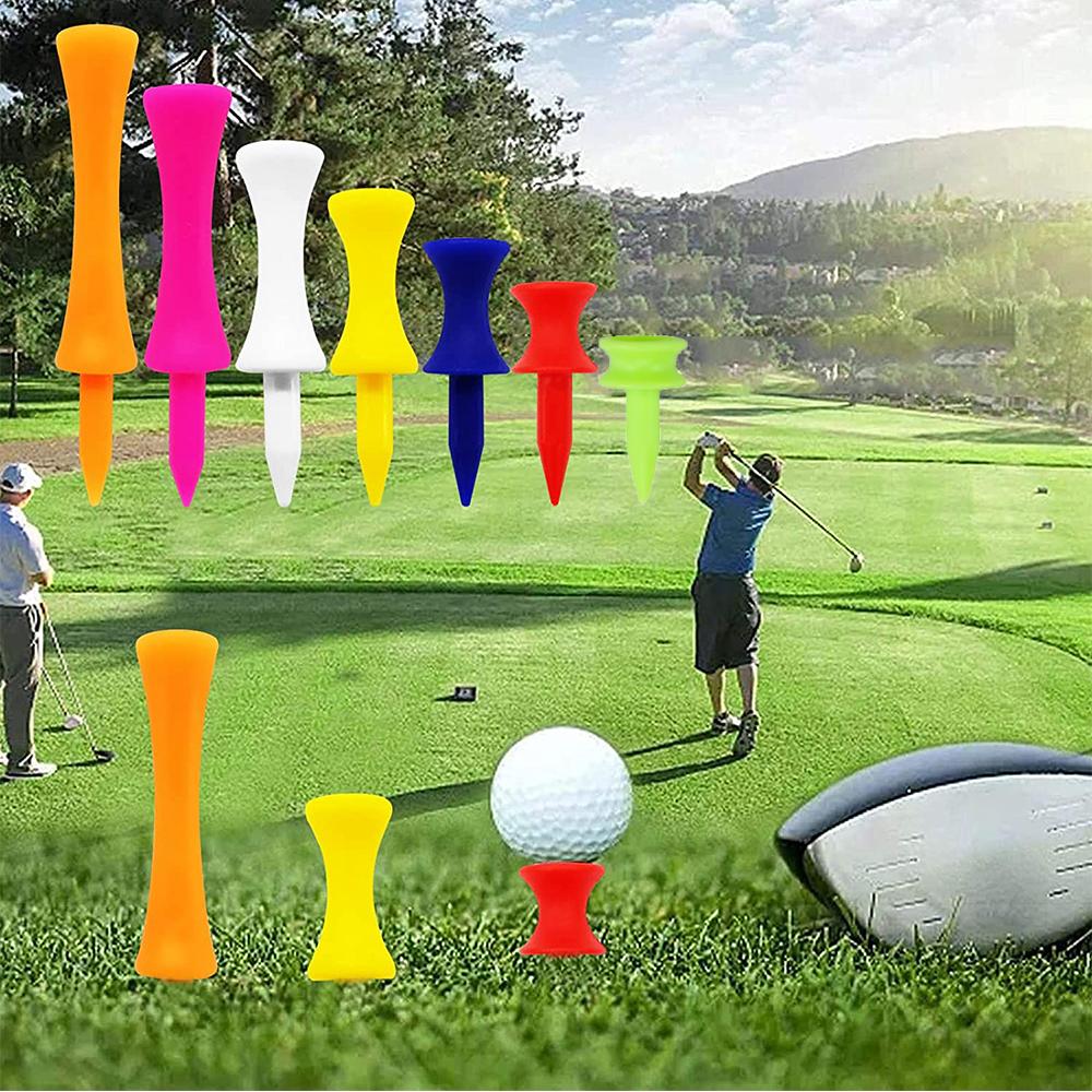 New 70Pcs Golf Tees Plastic Unbreakable Mixed Sizes 7 Colors Golf Practicing Tees