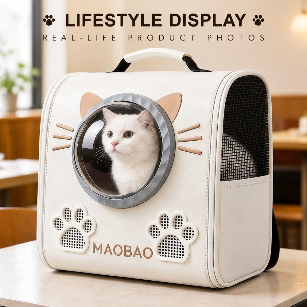 Breathable Mesh Space Capsule Cat Backpack Transparent Window Cat Travel Bag  Outdoor Walking