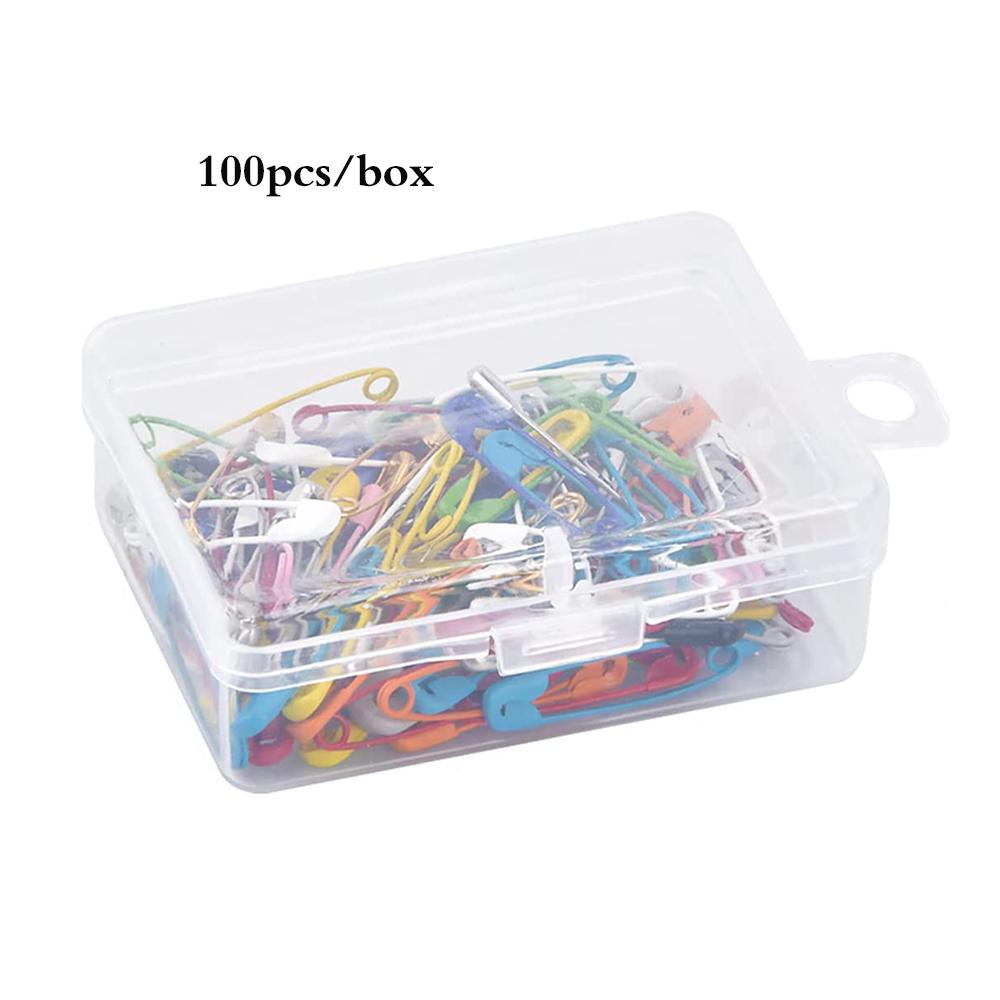 

100Pcs Safety Pins Colored Safety Pins Metal Safety Pins with Storage Box Small Safety Pins for Clothes DIY Crafts Sewing Home