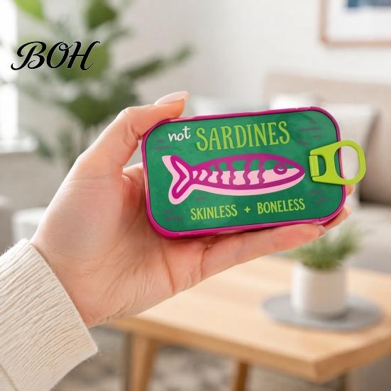 Reise Schmuckbehälter Sardinenbox mit Fischgräten-Trennwänden, Kompaktes Mini Neuheit Aufbewahrungsetui, Ringe Ohrringe Halsketten für Frauen Kleines Accessoire