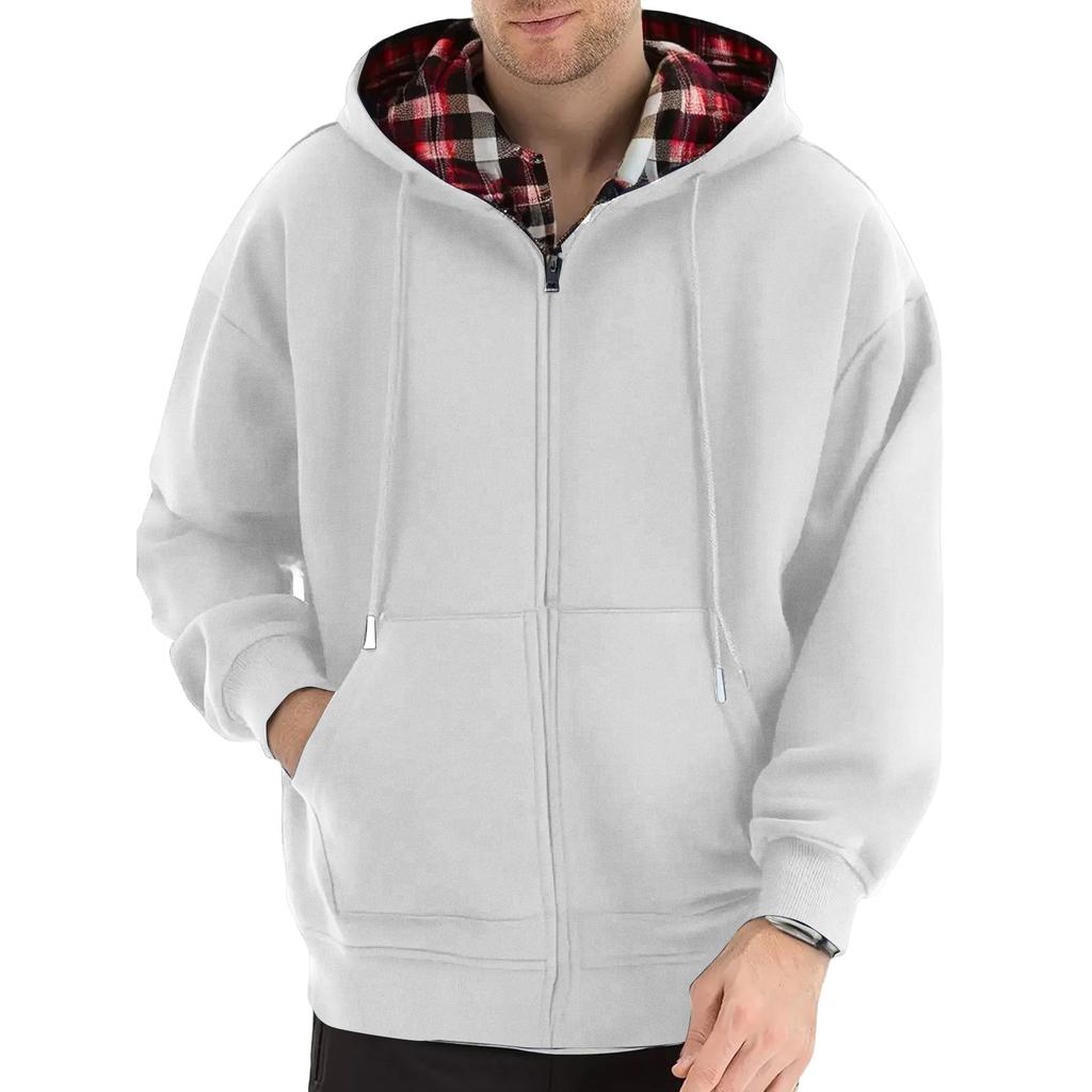 Men's Patchwork Top Loose Zipper Cardigan Jacket