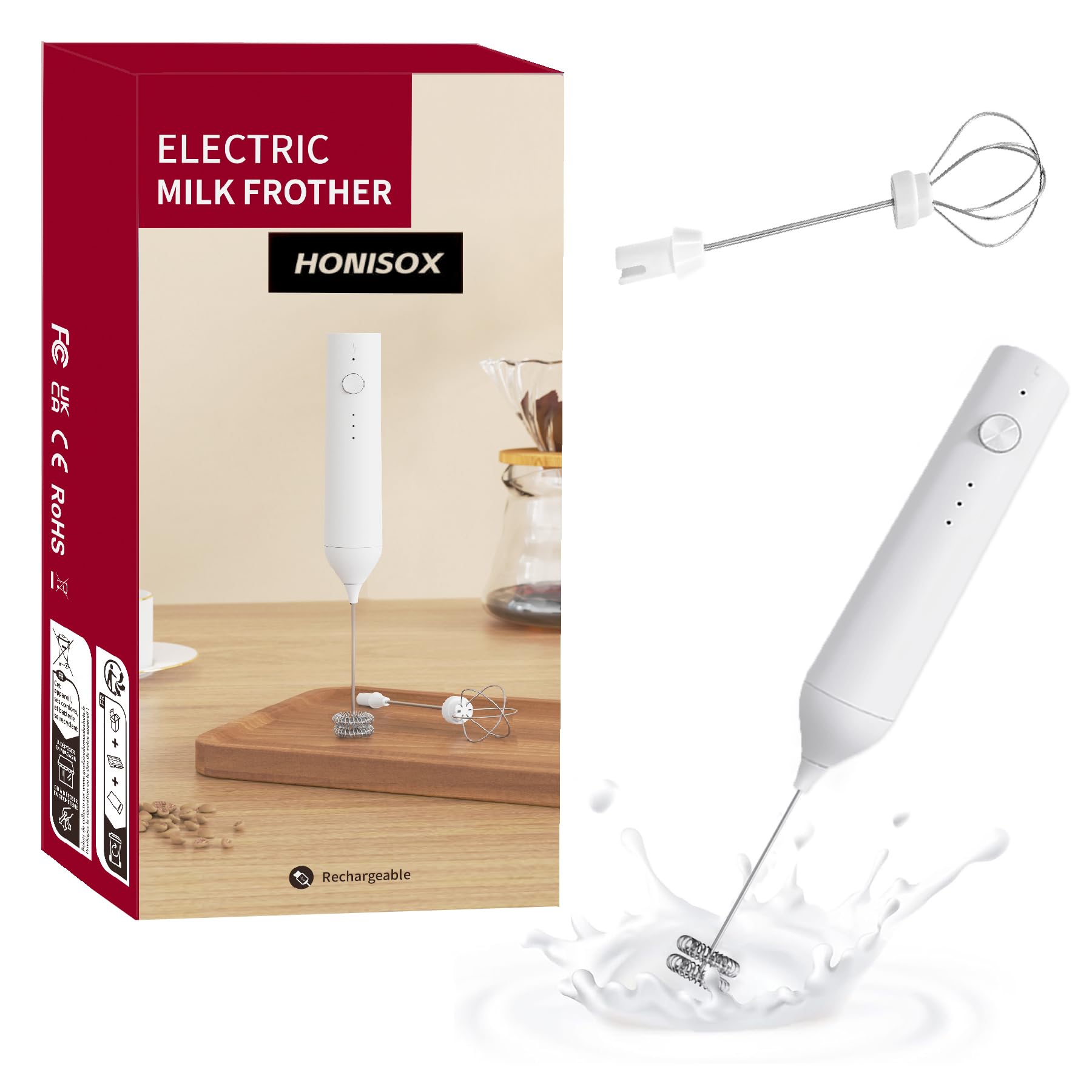 

Handheld Electric Milk Frother - 2 304 Stainless Steel Mixing Heads for Milk Frother, Whipping Cream, Egg Whites, Latte, Cappuccino, Hot Chocolate,