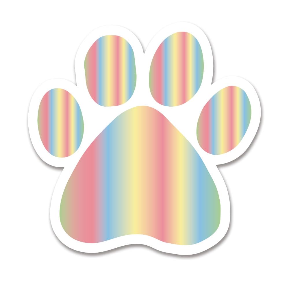 GEEKBEAR Paw Print Car Magnet - Colorful Reflective Weatherproof - Size: 12cm X 12cm (Gradient)