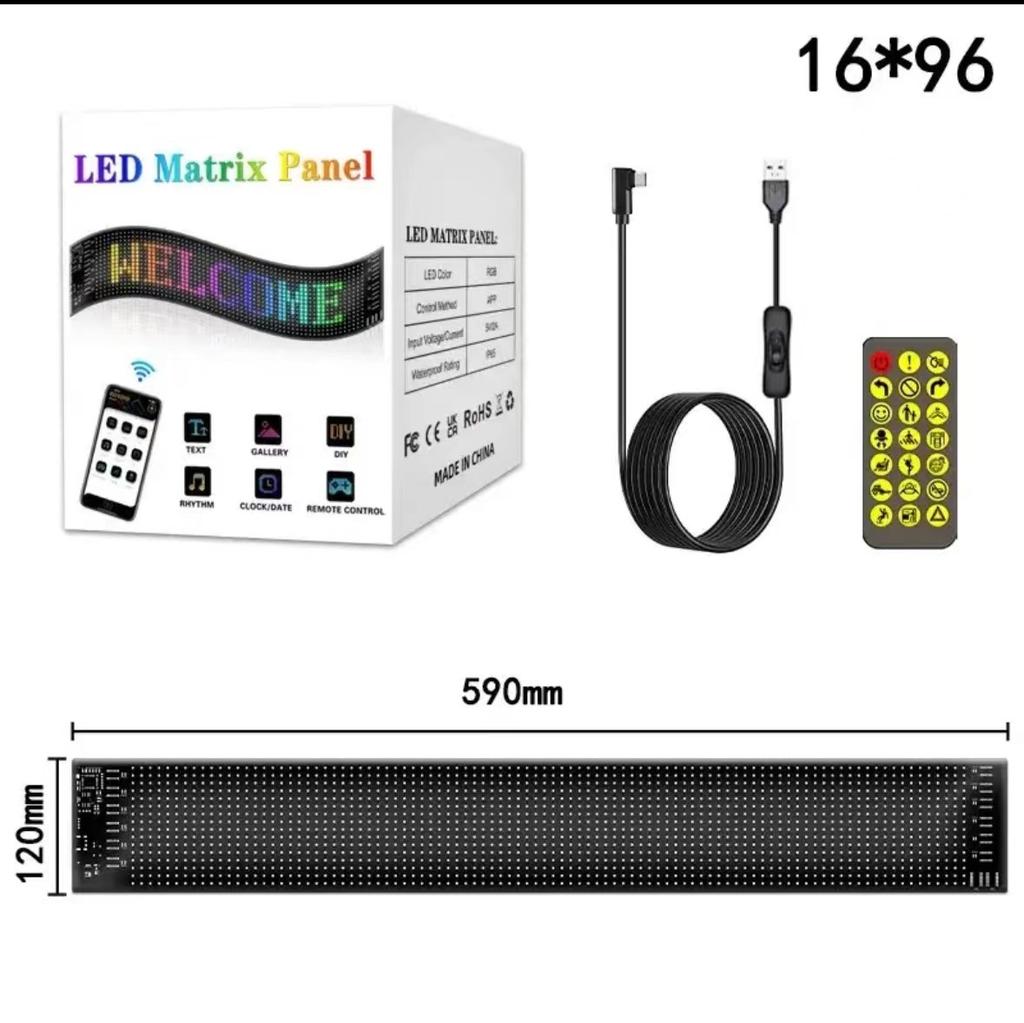 LED Matrix Pixel Panel DIY Pattern Graffiti Scrolling Led Ring USB 5V Flexible Text Animation Display Car Remote control+APP