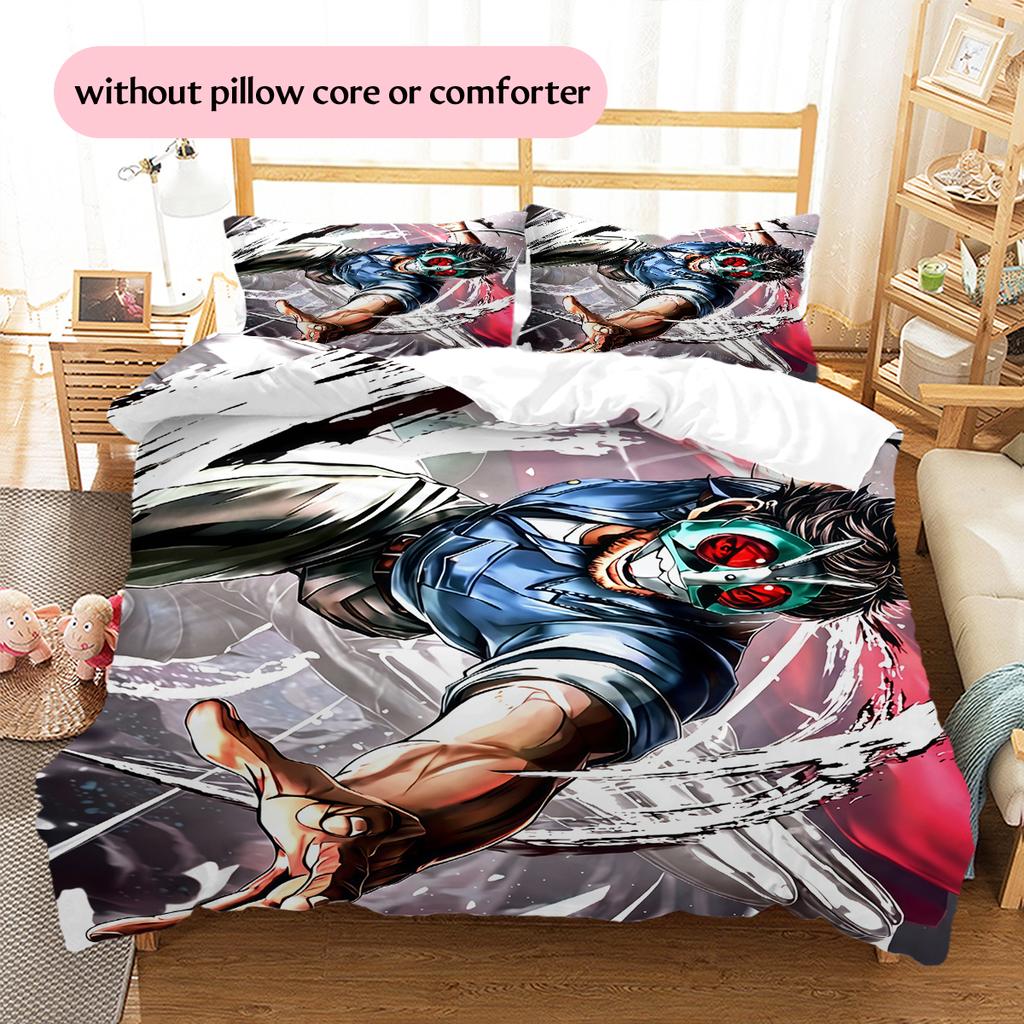 Rider CharactersPattern Bedding Quilt Set Home Decoration Gift (1 * duvet cover + 2 * pillowcase without core)