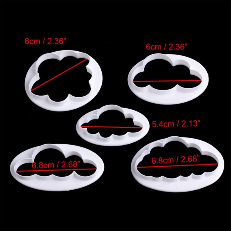 5pcs Cloud Cookie Cutter,Fluffy Cloud Fondant Cutter Car Cookie Cutters Cake Mold Sugar Craft Mold Cake Decorating Tools