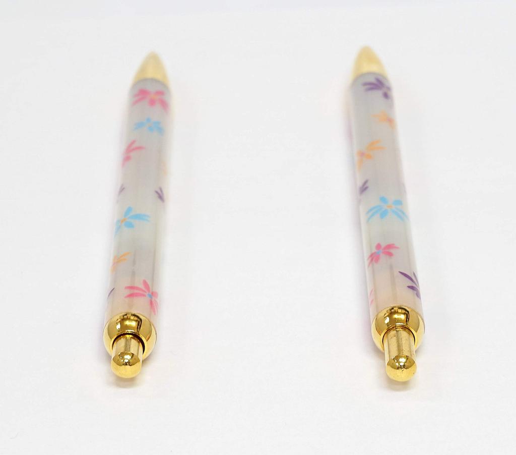 Shibochoco Color Cowhide Pen Tray with Metal Touch Silver Stick and Flower Pattern Ballpoint Pen Set TRATYO-ALST-HS380B