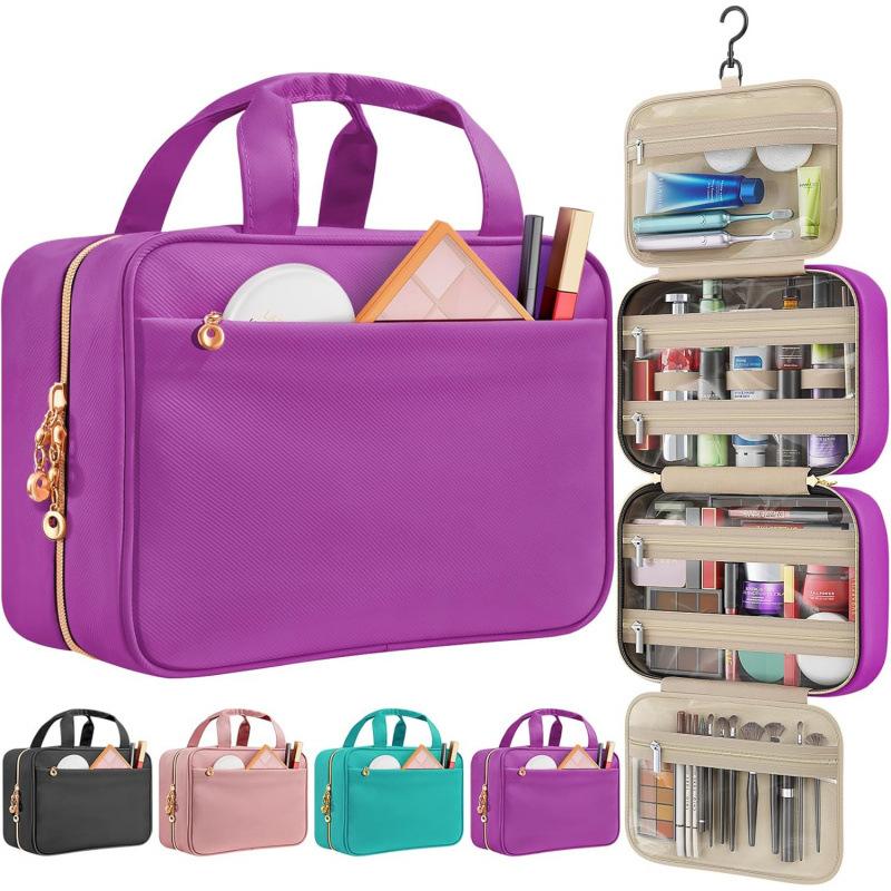 Ladies' Travel Toiletry Bag Hanging Multifunctional Storage Makeup Storage Bag With Transparent Pocket And Compartment Makeup Bag