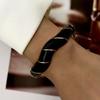Emaille Emaille Armreif Schwarz Weiß Floral Zirkon Armband Party Schmuck Armband Party Anlass