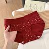 Lady Spring and Autumn Year Marriage Red Pure Cotton Extended Crotch Wrapped Hip Underwear