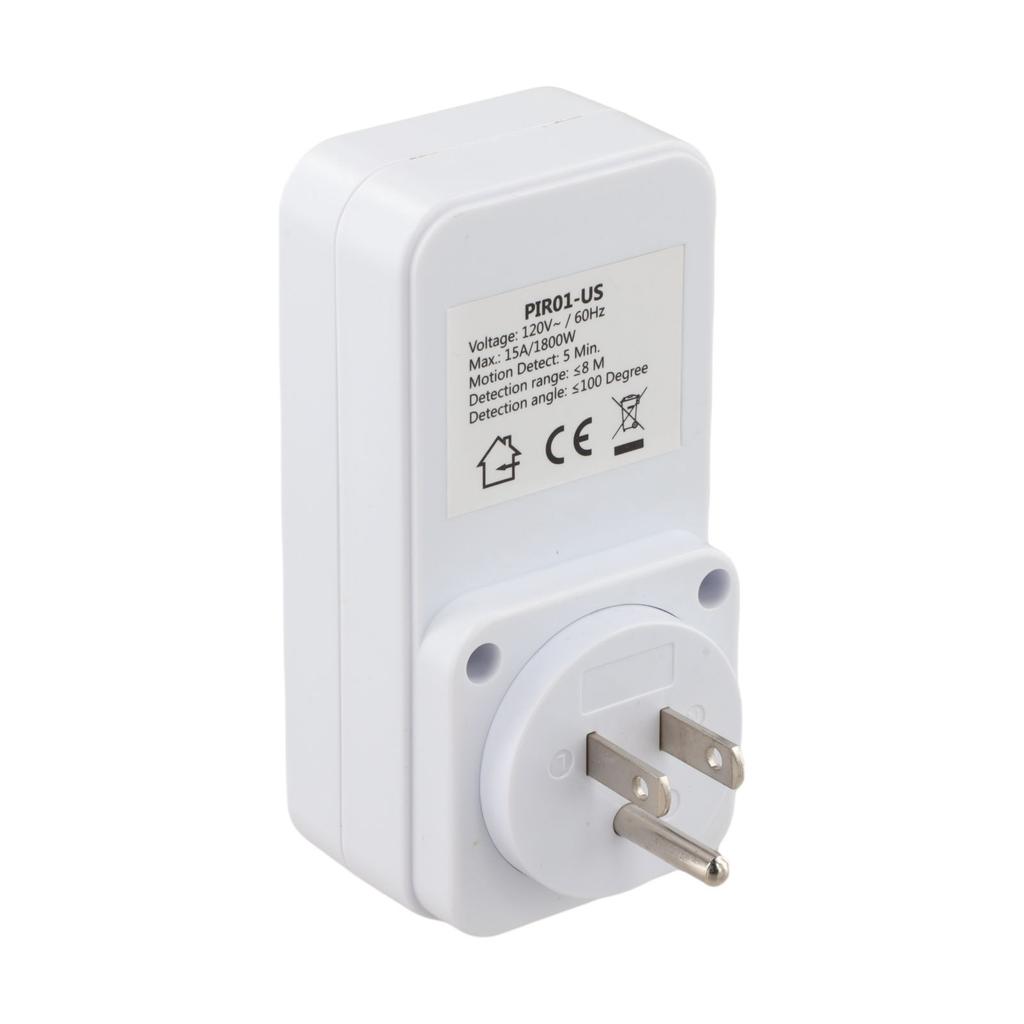 Motion Detection Sensor Power Socket Switch 110V 1800W for Security Lighting In Garages Hallways and Living Rooms