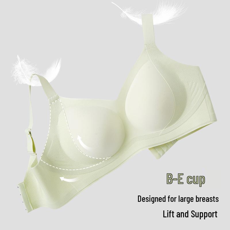 B-E Cup Plus Size Seamless Antibacterial Bra with Side Support for Women