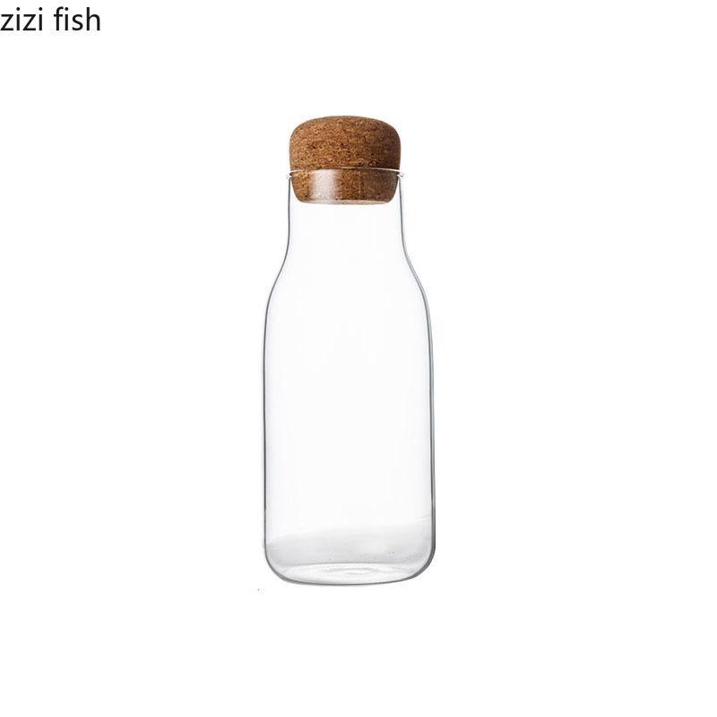 Cork Stopper Transparent High Borosilicate Glass Storage Bottle Sealed Can Tea Can Coffee Bean Storage Bottle Kitchen Supplies