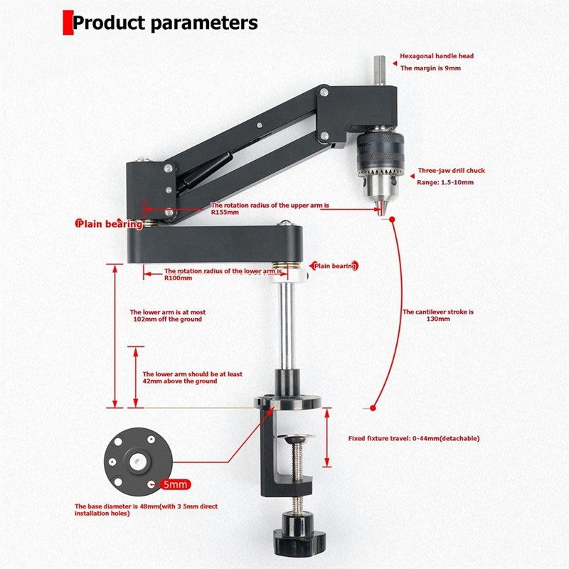 ABWR-Supporto a sbalzo per maschiatura Lega di alluminio CNC Trapano elettrico Fai da te Strumento per maschiatura orizzontale e verticale